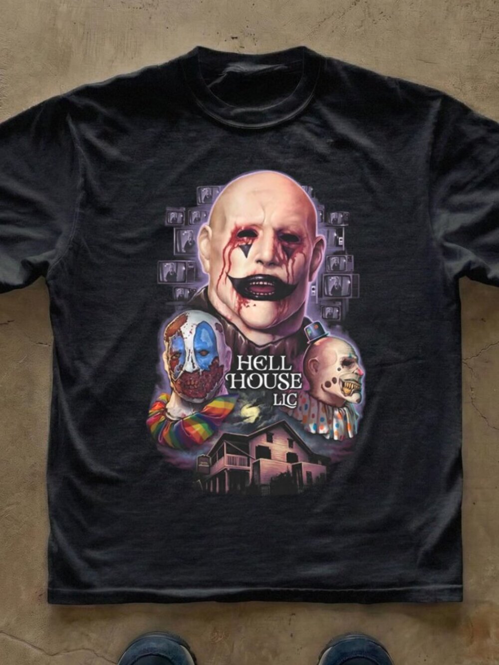Haunted Mansion Spooky TV Screens Black Tee